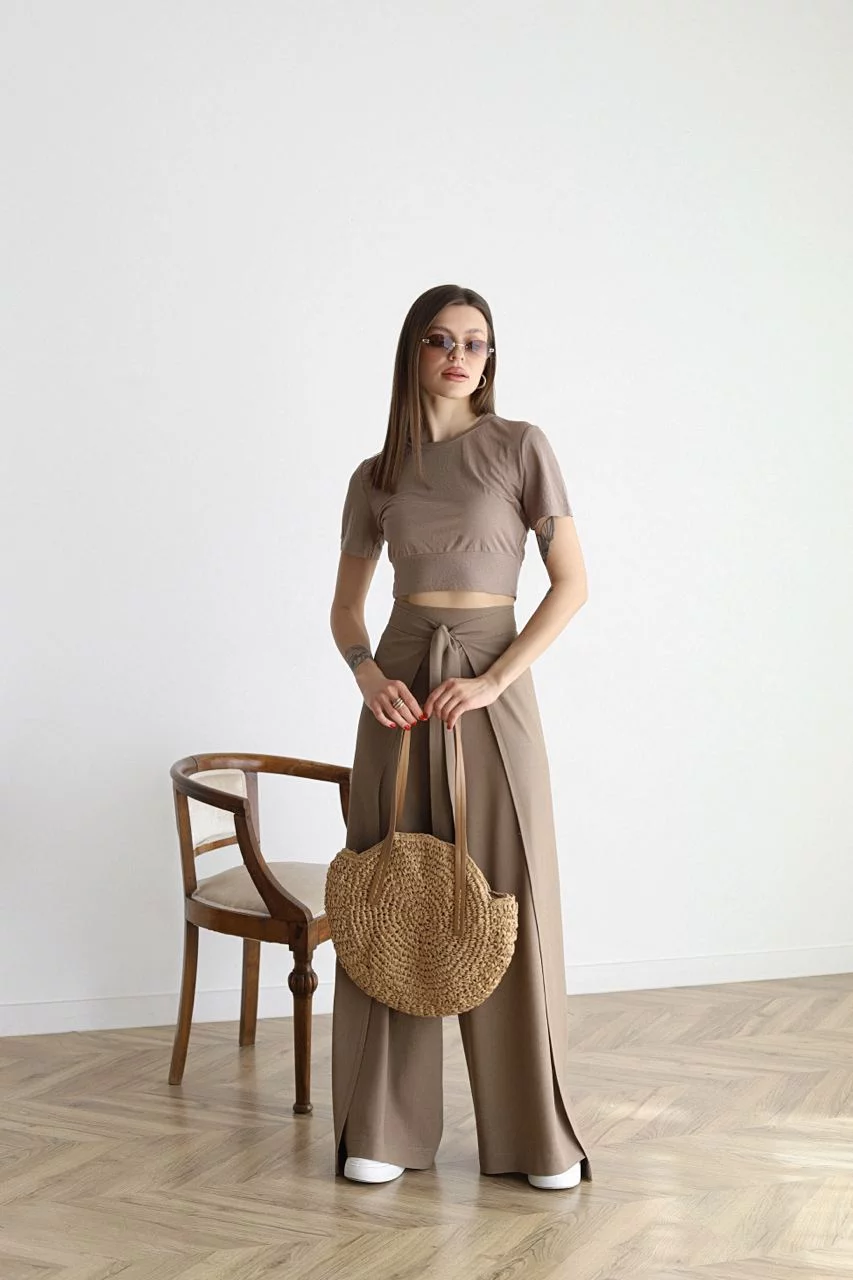 JANE - Wide-leg Pants in Cotton-Linen Blend