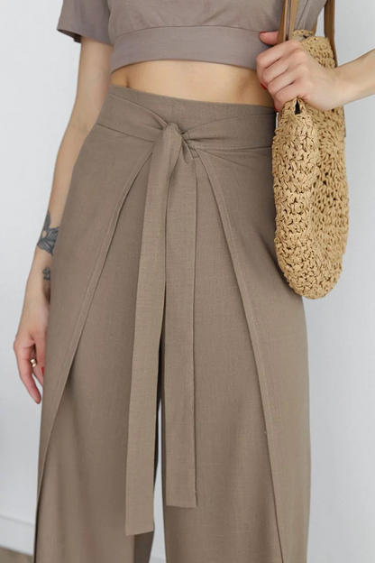 JANE - Wide-leg Pants in Cotton-Linen Blend