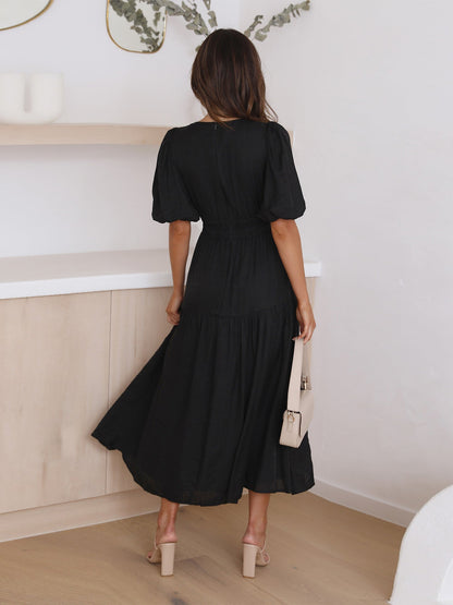 Lucia™ - V-Neck Puff Dress