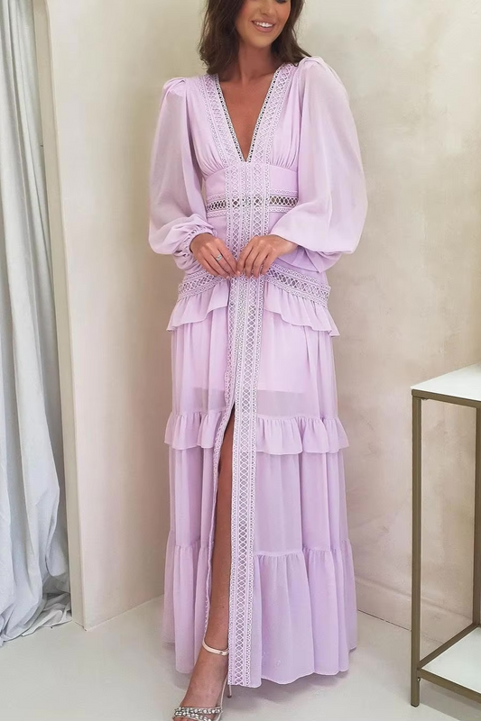 AMY - Tiered Long Sleeve Maxi Dress