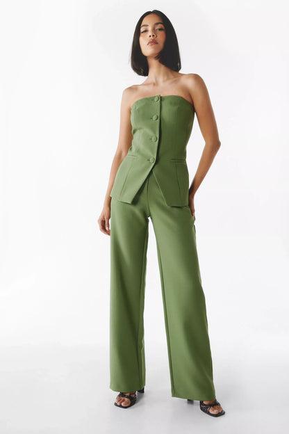 BRIA - Strapless Button-Down Jumpsuit