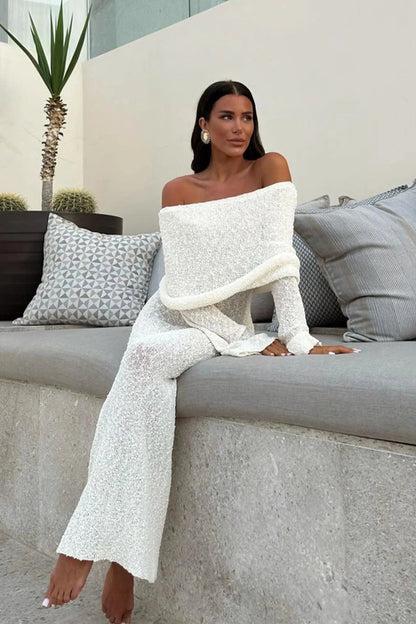 SARA - Off Shoulder Knit Maxi Dress